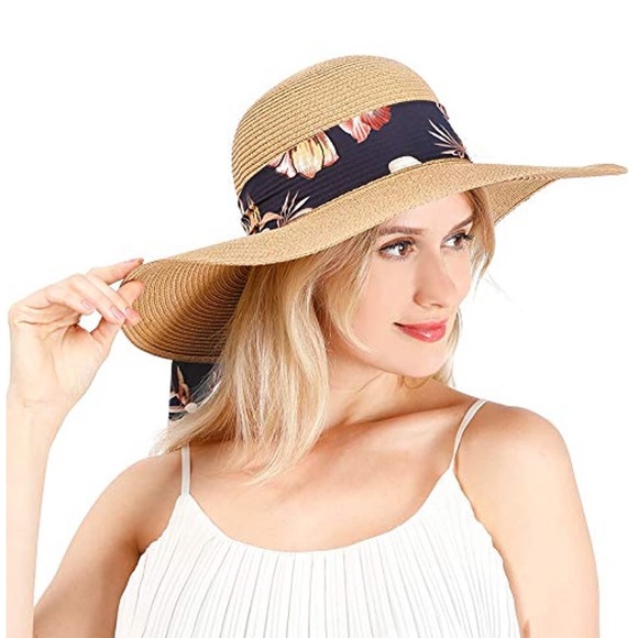 Wide Brim Straw Hat Foldable Floppy UV Protection main image 13